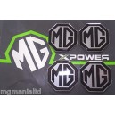 MG Alloy wheel centre badge inserts 4 off Black on Silver