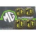 MG Alloy wheel centre badge inserts 4 off Yellow