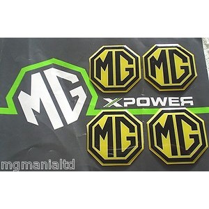 MG Alloy wheel centre badge inserts 4 off Yellow MG Alloy wheel centre badge inserts 4 off Yellow