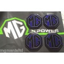 MG Alloy wheel centre badge inserts 4 off Pearlesant Blue