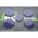 MGTF MG TF Alloy wheel centre badge inserts 4 off Black on Silver mgmanialtd.com 