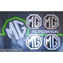 MG Alloy wheel centre cap badge inserts 4 off Silver on Black