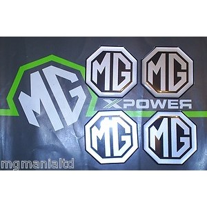 MG Alloy wheel centre cap badge inserts 4 off Silver on Black MG Alloy wheel centre cap badge inserts 4 off Silver on Black