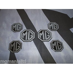 2x Front & Rear 4x Centre Cap Silver on Black Badge Inserts New 2x Front & Rear 4x Centre Cap Silver on Black Badge Inserts New