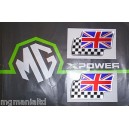 Twin Flag Badges Pair (Silver) Brand New