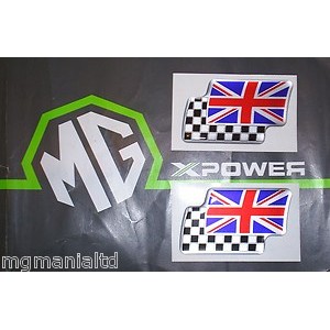 Twin Flag Badges Pair (Silver) Brand New